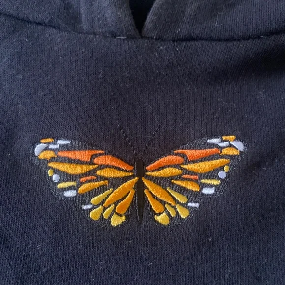 Black cropped hoodie - Picture 2 of 2